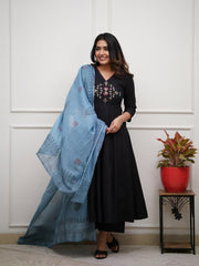 Beautiful Black Anarkali Dupatta Set