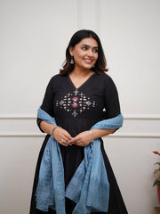 Beautiful Black Anarkali Dupatta Set