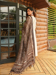 Tanvi Kurti Beige & Brown Ethnic Printed Dupatta Set - Tanvi Kurti