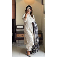 Tanvi Kurti Minimal Ivory Festive Dupatta Set - Tanvi Kurti