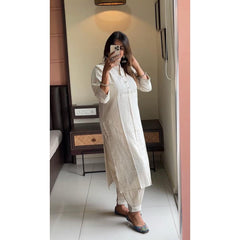 Tanvi Kurti Minimal Ivory Festive Dupatta Set - Tanvi Kurti