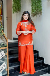 Tanvi Kurti Chanderi Top Plazzo & Dupatta Set - Tanvi Kurti
