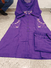 Tanvi Kurti Purple Mirror - Work Buttoned Co - ord Set - Tanvi Kurti