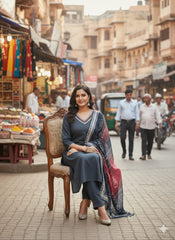 Tanvi Kurti Elegant Navy Bandhani Dupatta Set for Women - Tanvi Kurti