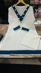 Tanvi Kurti Ivory Blue Embroidered Kurta Set