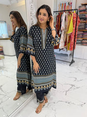 Midnight Grace Printed Kurta Set