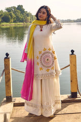 Tanvi Kurti Embroidered Shifli Cotton Kurta Pant Set with Lahariya Dupatta