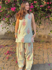 Tanvi Kurti Floral Bloom Cotton Co-Ord Set