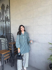 Tanvi Kurti Sage Green Printed Kurta Palazzo Set