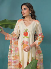 Floral Elegance Premium Cotton 3-Piece Suit Set