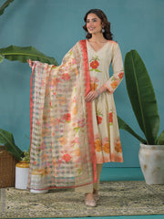 Floral Elegance Premium Cotton 3-Piece Suit Set