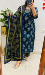 Premium Heavy Cotton Aari Mirror Work Suit Set