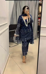 Tanvi Kurti Royal Bandhani Cotton 3-Piece Suit Set