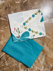 Tanvi Kurti Aqua Blue Bloom Mul Cotton Co-Ord Set