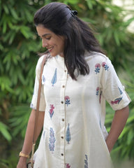 Premium White Floral Fine Cotton Kurta Palazzo Set