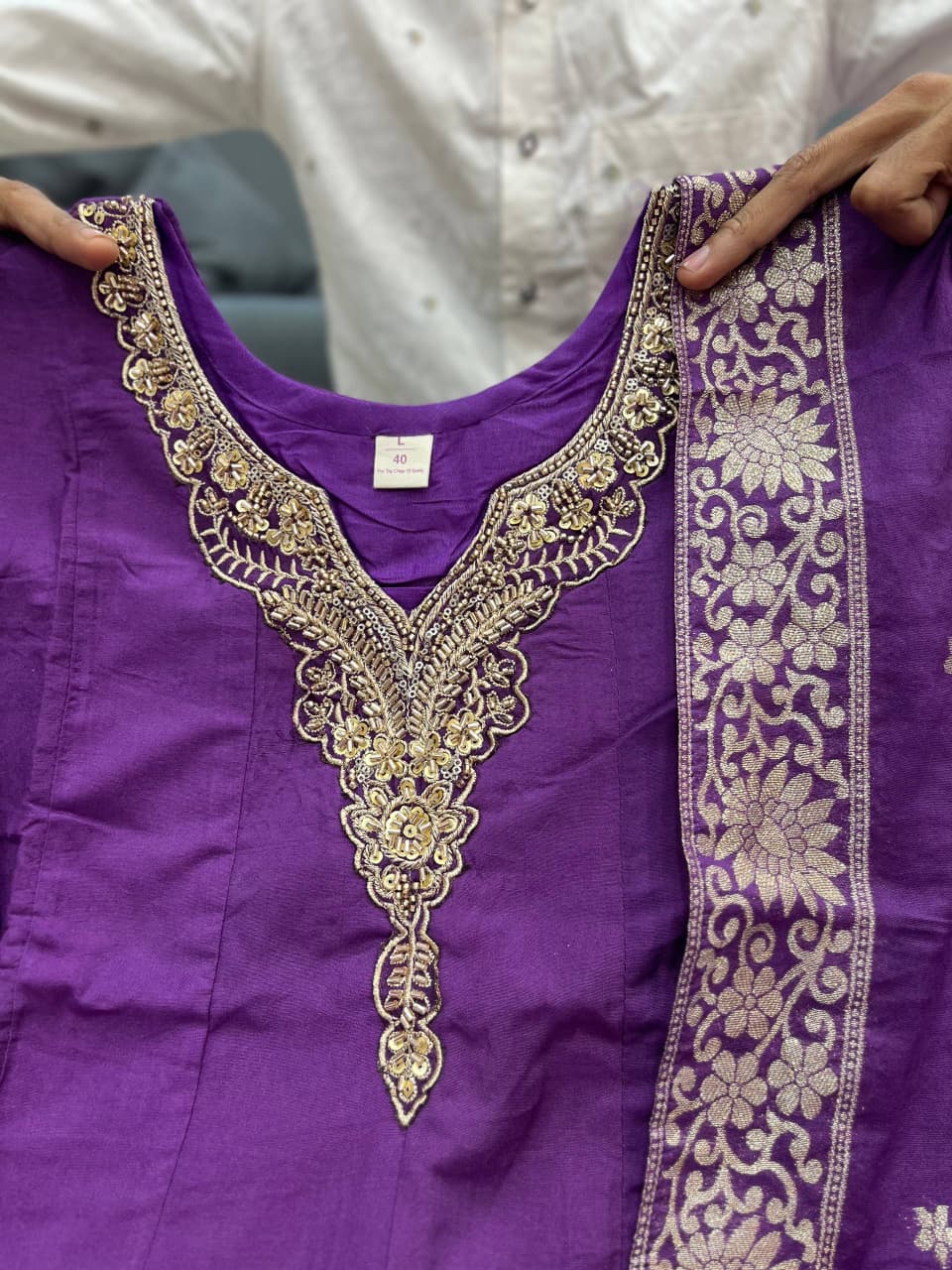 Tanvi Kurti Banarasi Chanderi Anarkali Dupatta Set with Dupatta - Tanvi Kurti