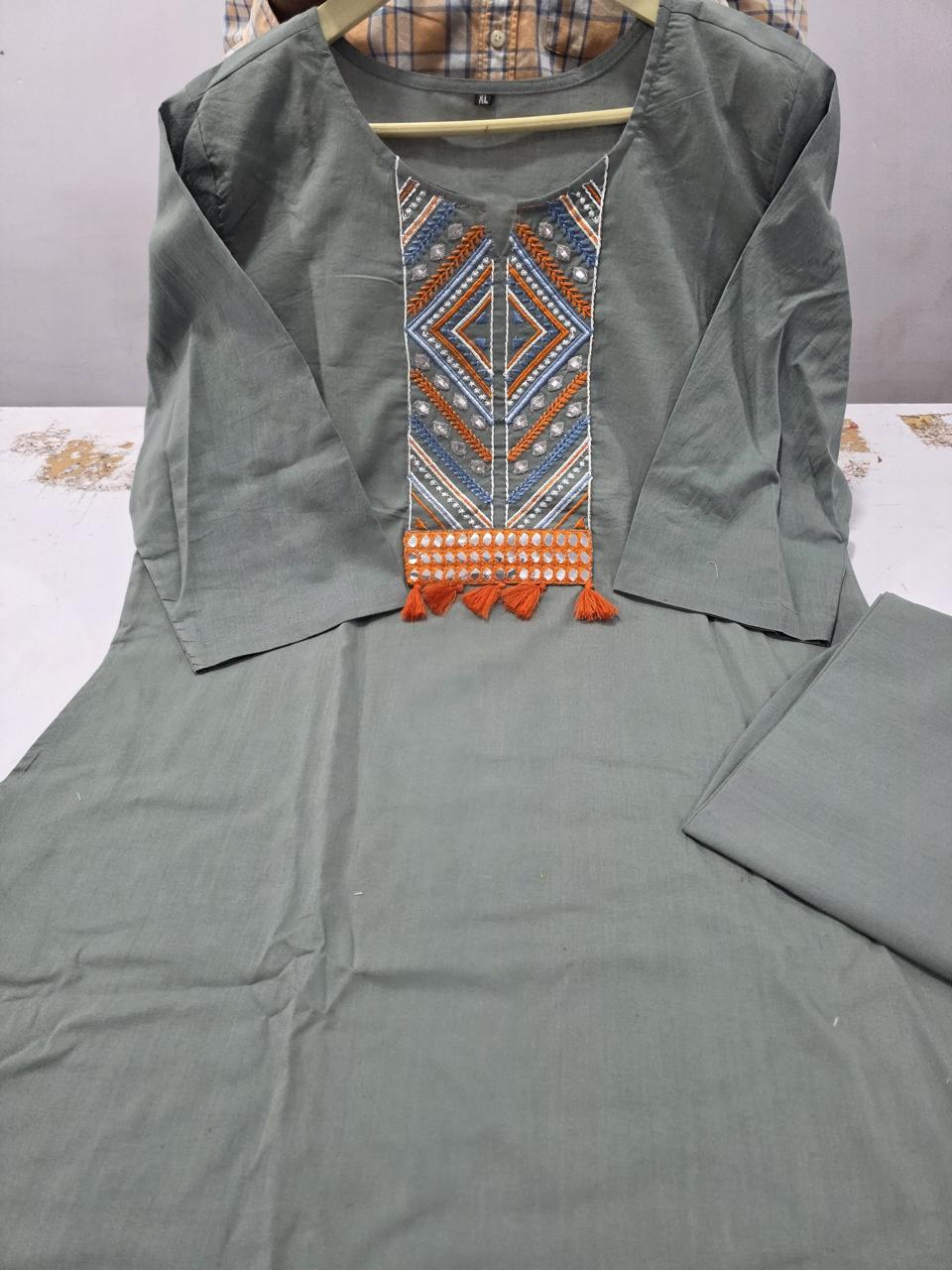 Tanvi Kurti Sage Green A - Line Kurta Set - Tanvi Kurti