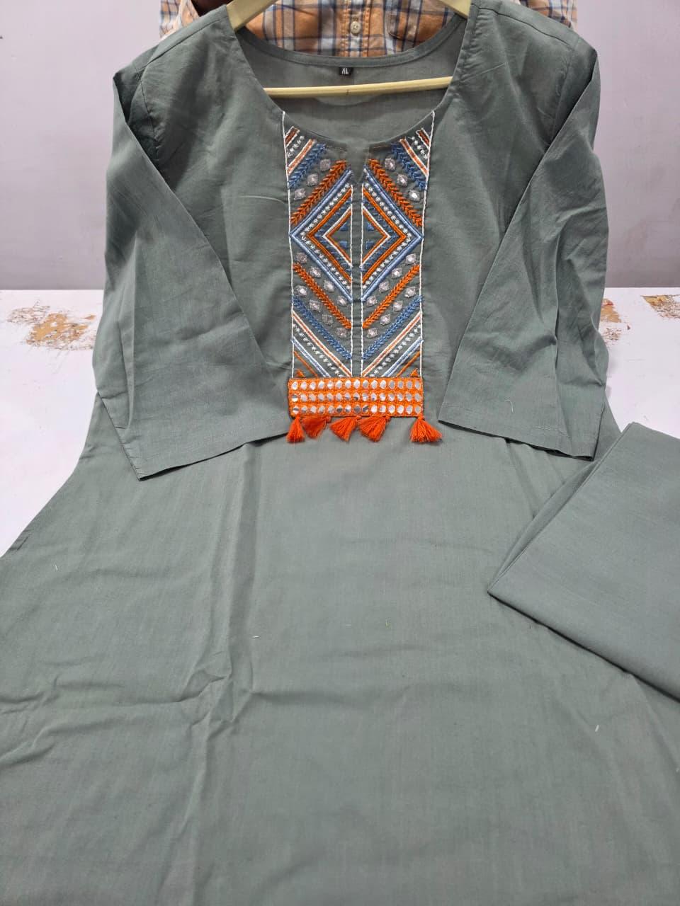 Tanvi Kurti Sage Green A - Line Kurta Set - Tanvi Kurti