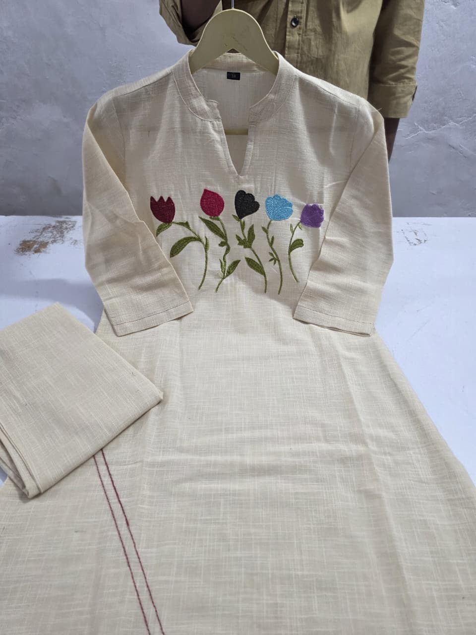 Tanvi Kurti Classic Beige Straight Kurti & Palazzo Co - ord Set - Tanvi Kurti