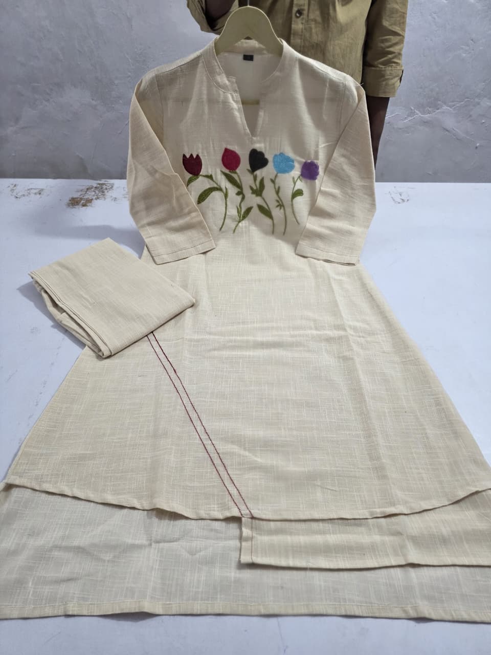 Tanvi Kurti Classic Beige Straight Kurti & Palazzo Co - ord Set - Tanvi Kurti