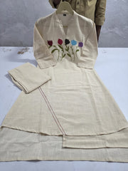 Tanvi Kurti Classic Beige Straight Kurti & Palazzo Co - ord Set - Tanvi Kurti