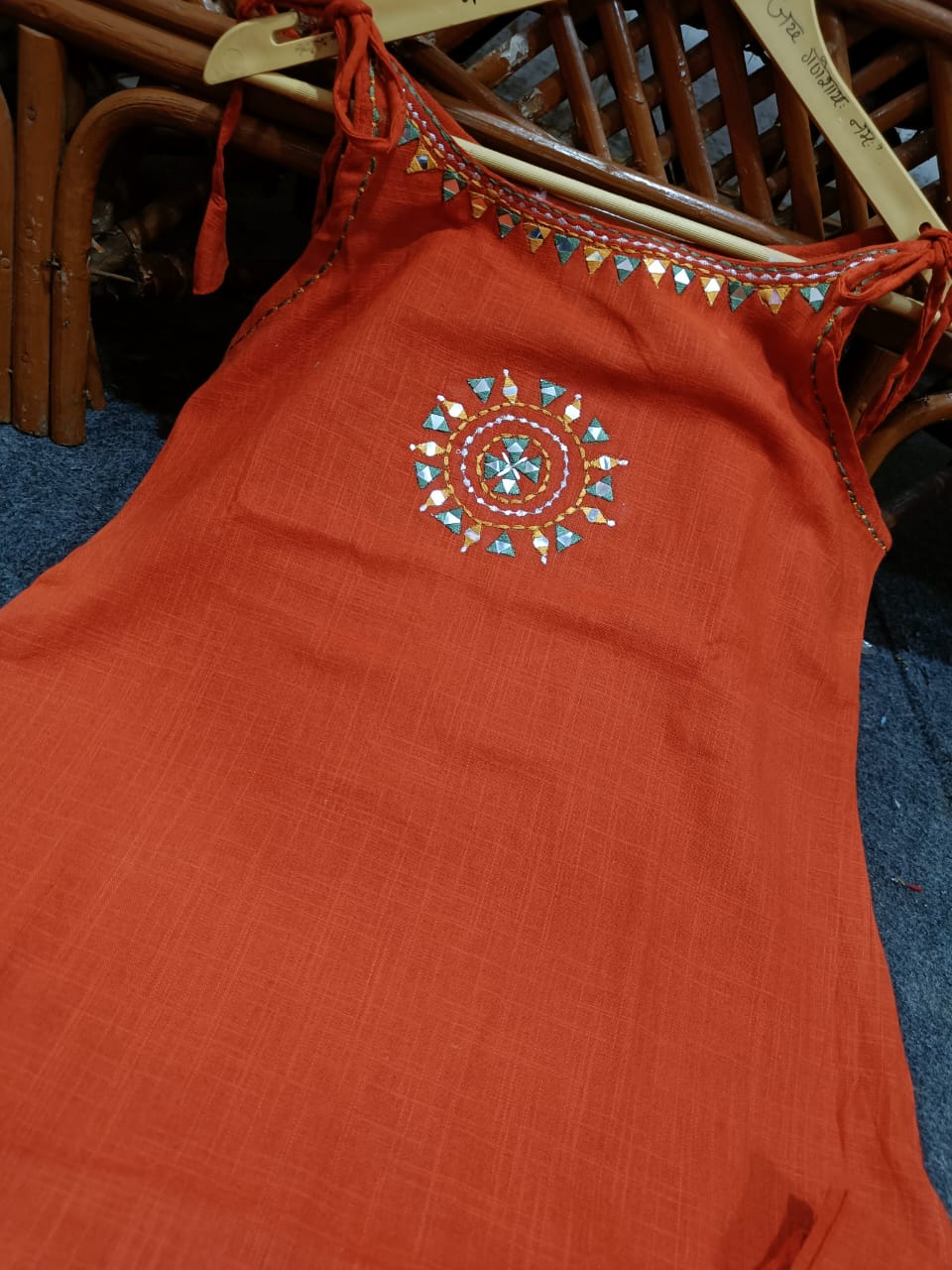 Tanvi Kurti rust orange - colored kurta set - Tanvi Kurti
