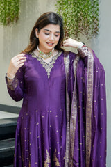 Tanvi Kurti Banarasi Chanderi Anarkali Dupatta Set with Dupatta - Tanvi Kurti