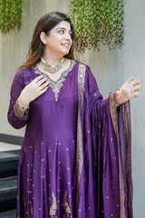 Tanvi Kurti Banarasi Chanderi Anarkali Dupatta Set with Dupatta - Tanvi Kurti
