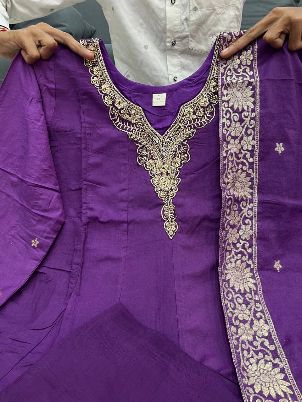 Tanvi Kurti Banarasi Chanderi Anarkali Dupatta Set with Dupatta - Tanvi Kurti