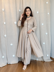 Tanvi Kurti Noor Front Cut Cotton Slub Kurta Set