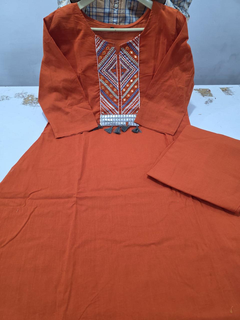Tanvi Kurti Zariya Rust Embroidered Kurta Set - Tanvi Kurti