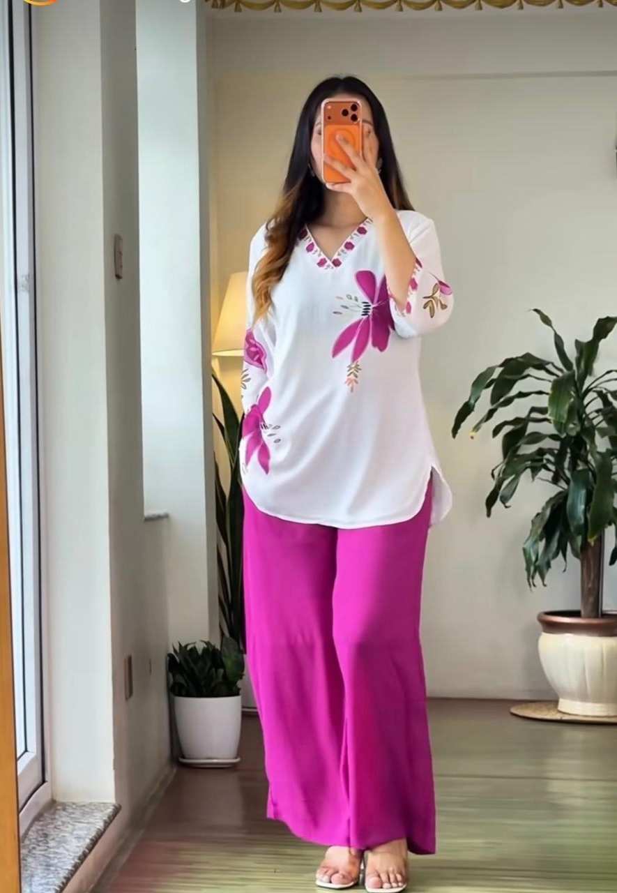 Tanvi Kurti Pink Floral Mul Cotton Co-ord Set