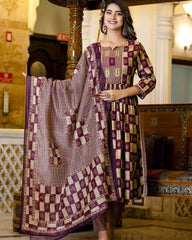 PREMIUM PRINTED KURTA WITH HAND EMBROIDERED  DETAILING AND LASE WORK ON KURTI YOCK