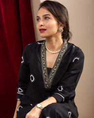 Women Black Kurta with pant cotton set