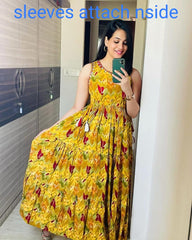 Women yellow floral maxi dress set