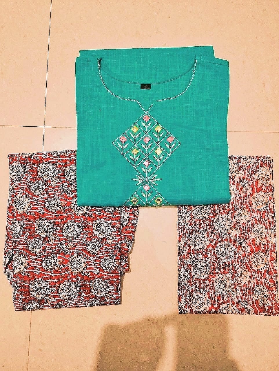 Pure Handloom South Cotton Hand Printed Chitrkari Dupatta And Pant