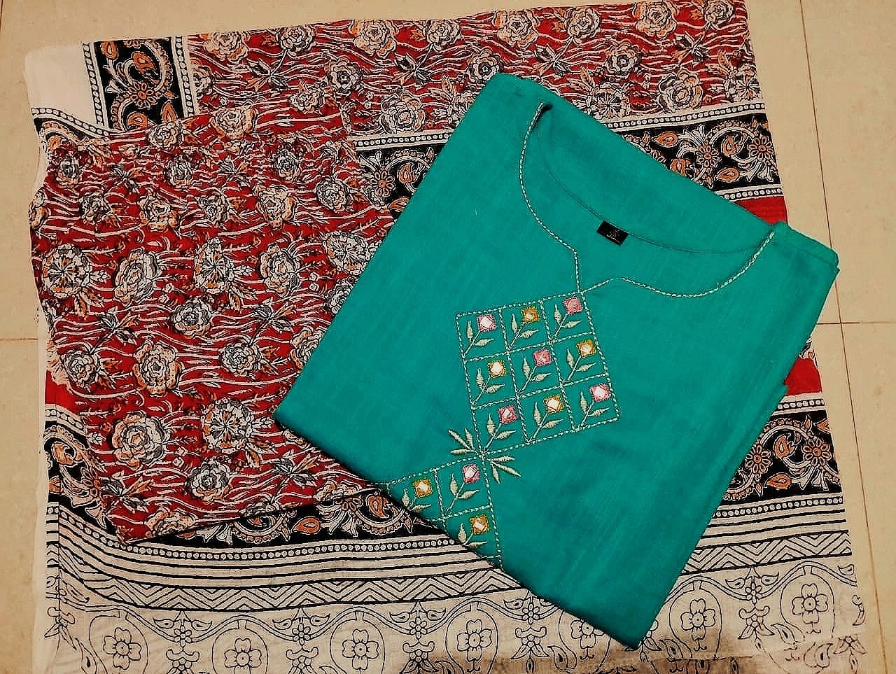 Pure Handloom South Cotton Hand Printed Chitrkari Dupatta And Pant