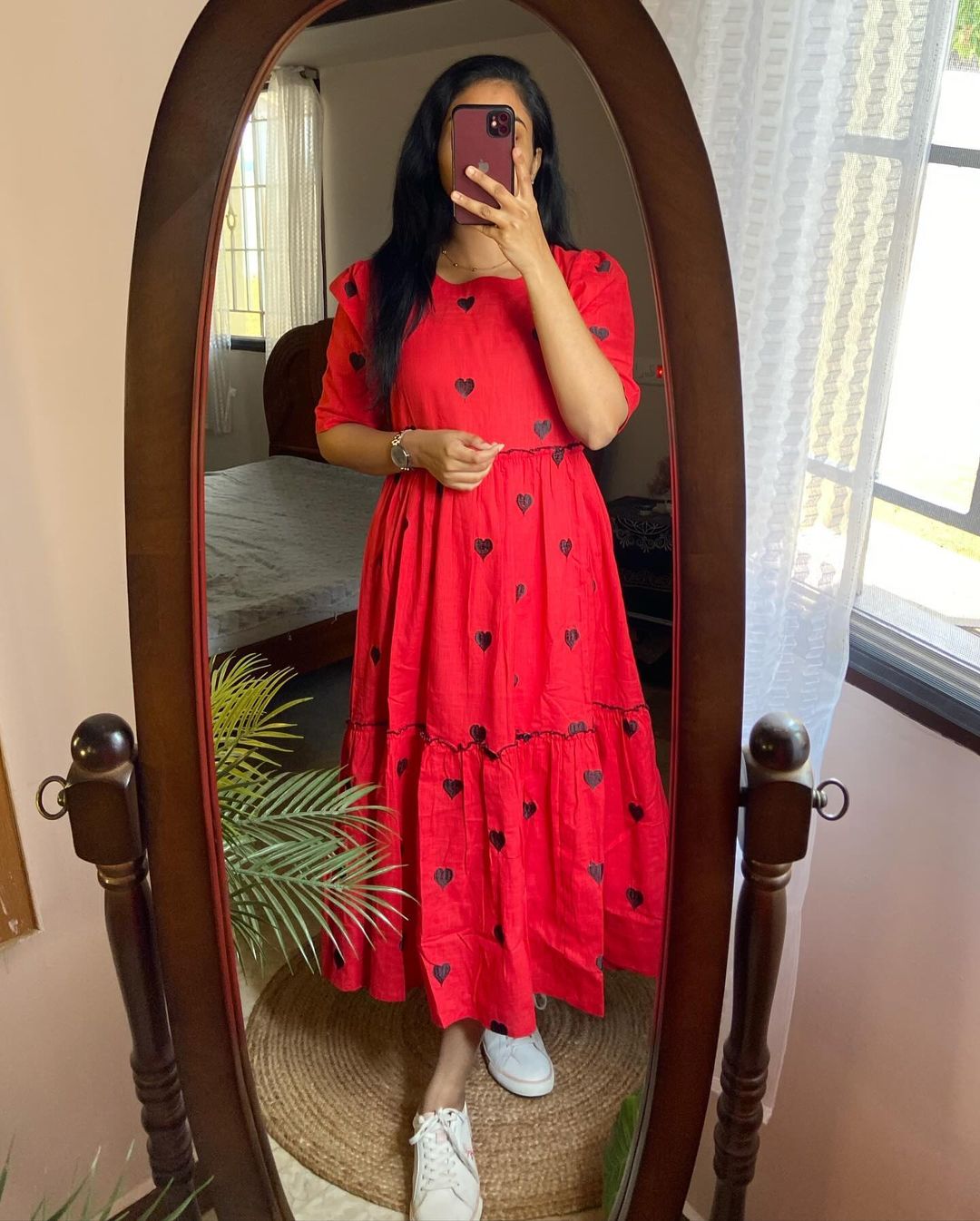 Trending Red Heart Print Dress