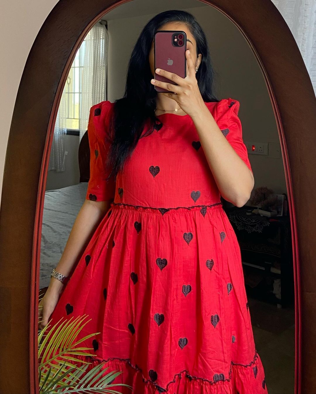 Trending Red Heart Print Dress