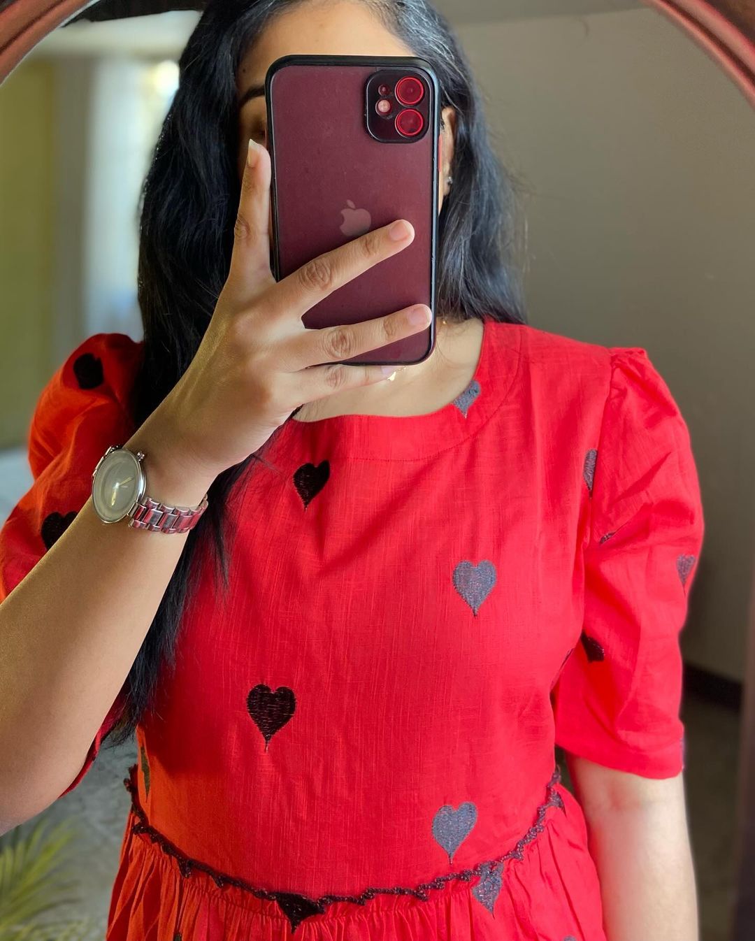 Trending Red Heart Print Dress