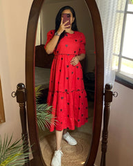 Trending Red Heart Print Dress