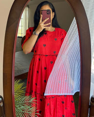 Trending Red Heart Print Dress