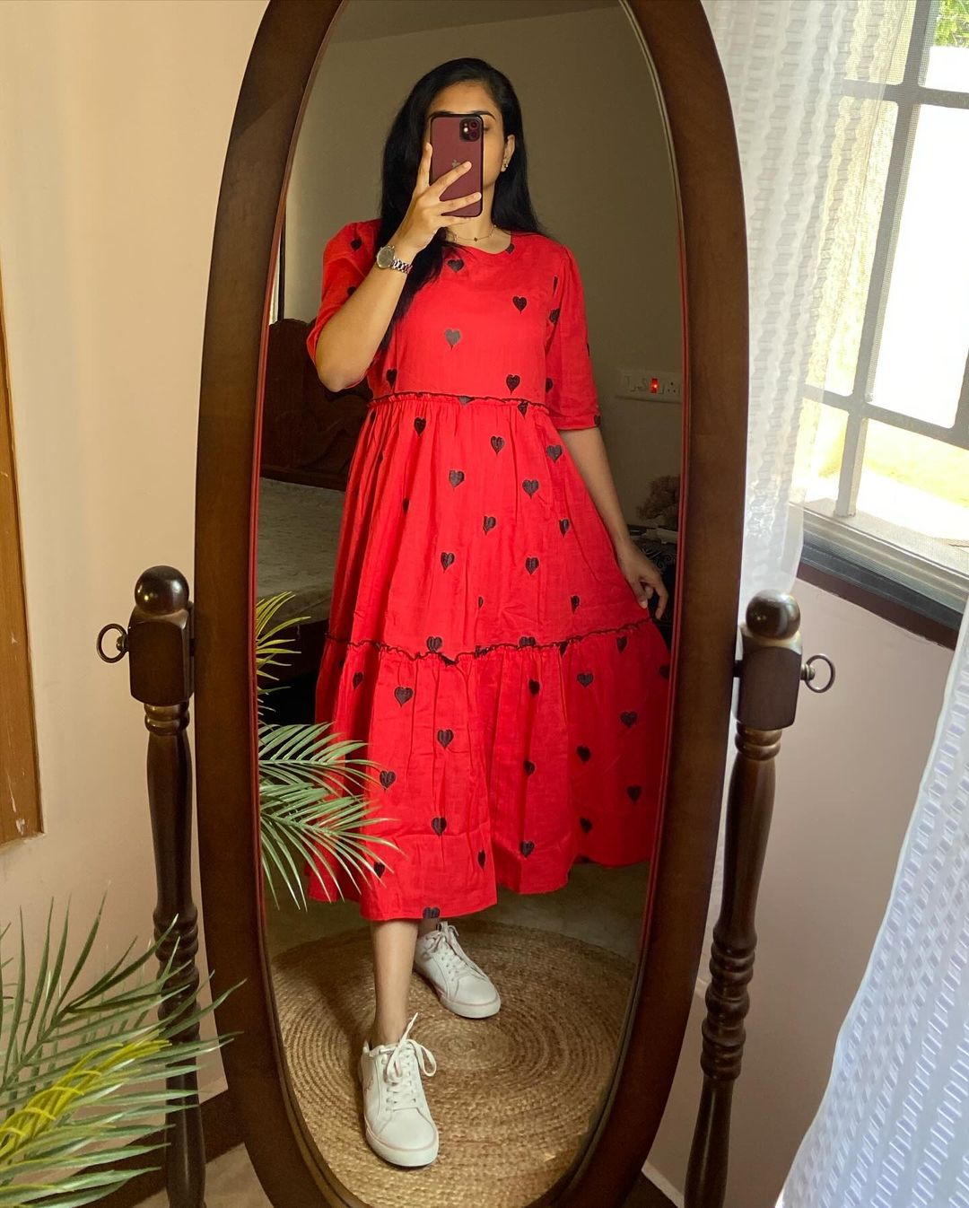 Trending Red Heart Print Dress