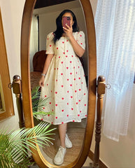 Trending White Heart Print Dress