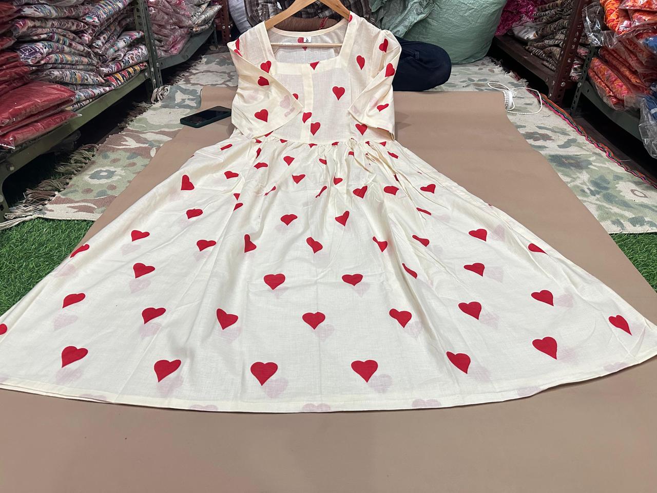 Trending White Heart Print Dress