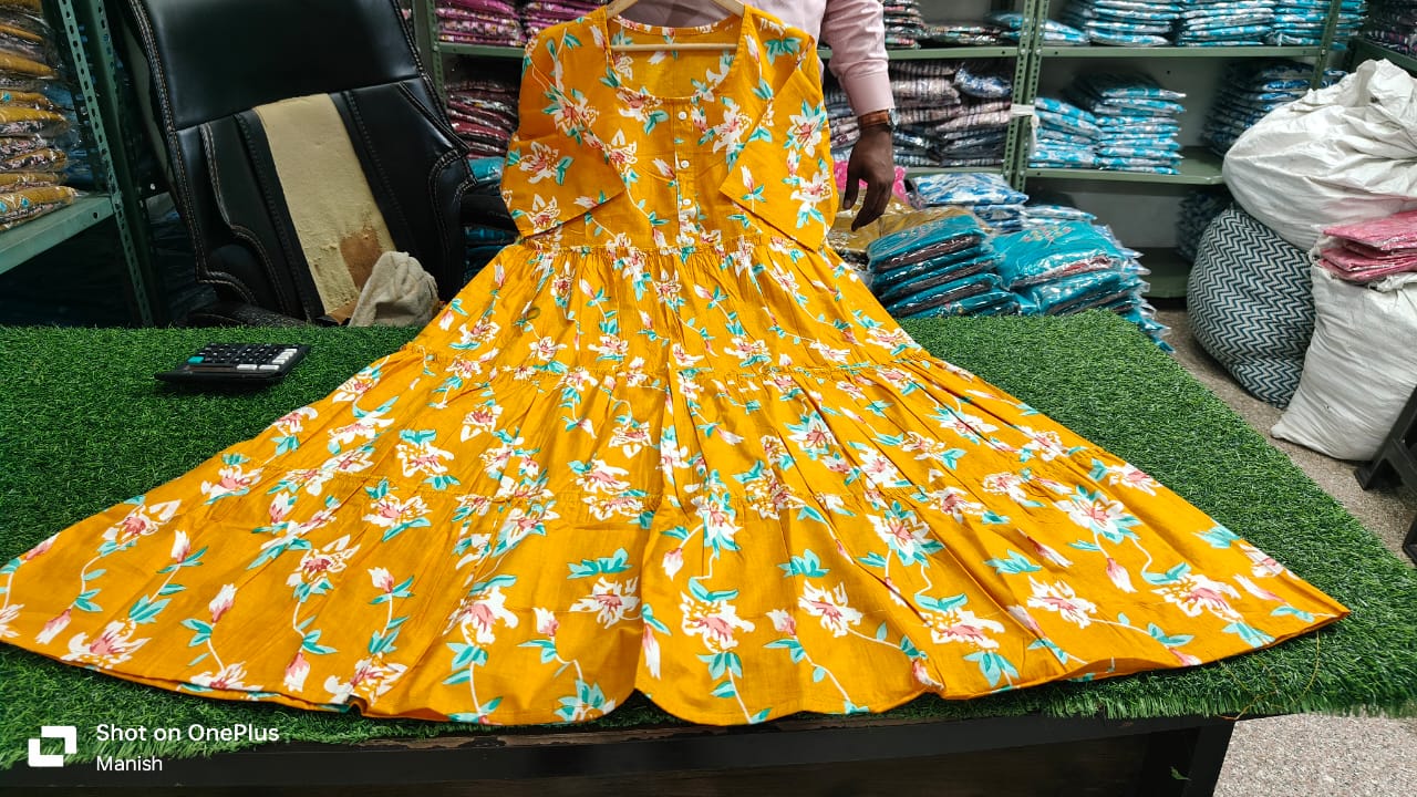 Beautiful Lotus Printed Cotton Dress