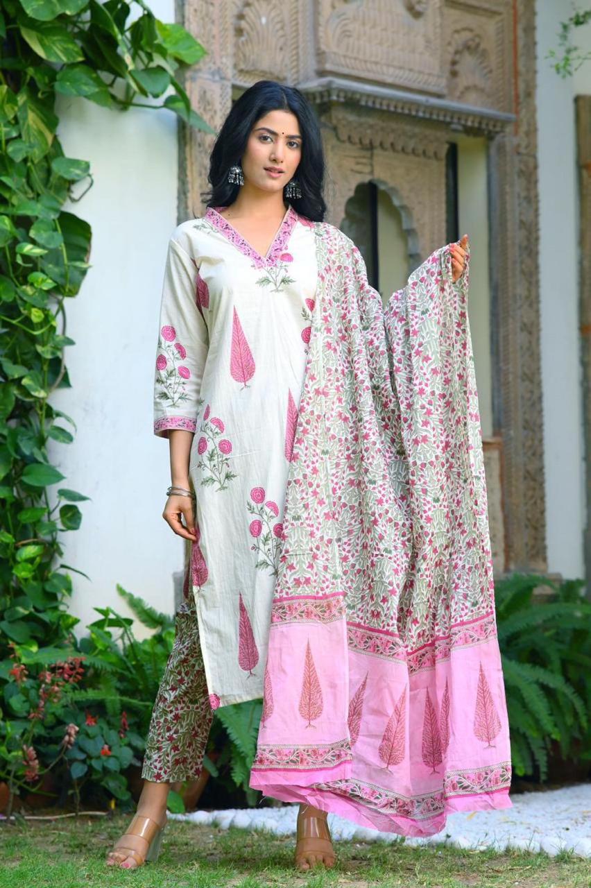 Comfy Cotton Printed Dupatta Pant Set