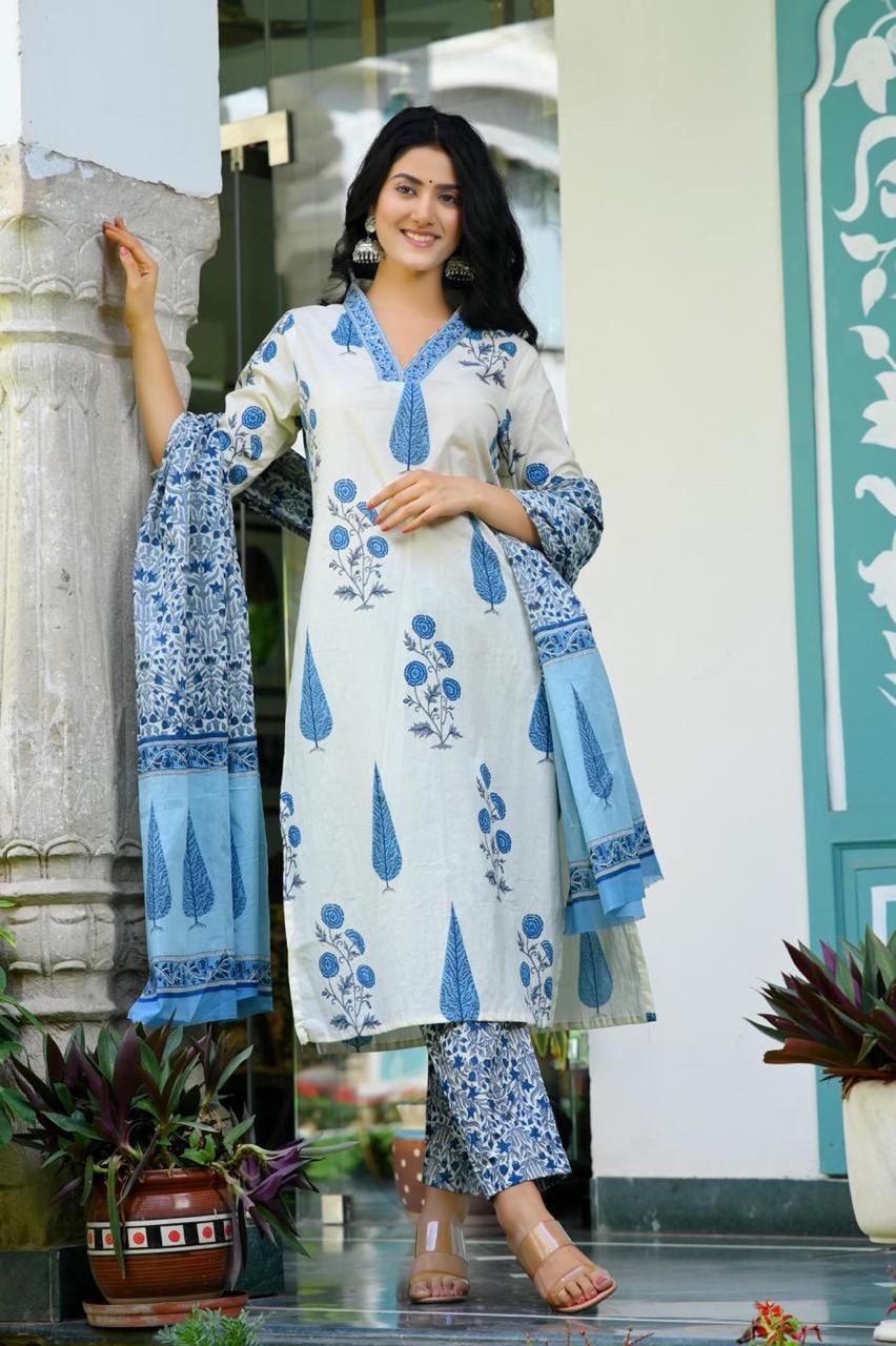 Comfy Cotton Printed Dupatta Pant Set