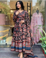 Black Anarkali kurta set with Angrakha style