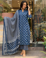 Stylish Angrakha Polka Print Dupatta Set